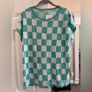Staccato Green and White Checkered Top